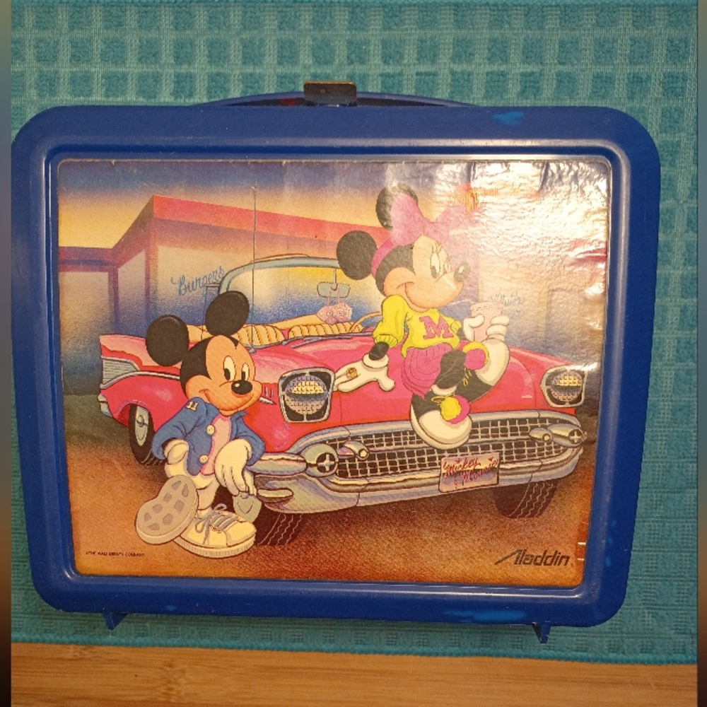 Vintage Aladdin Mickey & Minnie  Lunchbox w/ Matching Thermos!